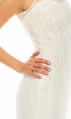 Adrianna Papell - 91892190 Beaded Illusion Neck Dress -Wedding Dresses shop online adrianna papell 91892190 beaded illusion neck dress evening dresses 14751971541075