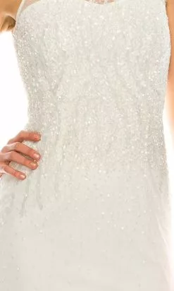 Adrianna Papell - 91892190 Beaded Illusion Neck Dress -Wedding Dresses shop online adrianna papell 91892190 beaded illusion neck dress evening dresses 14751971573843