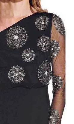 Adrianna Papell - AP1E206525 Embellished Asymmetric Trumpet Dress -Wedding Dresses shop online adrianna papell ap1e206525 embellished asymmetric trumpet dress evening dresses 14846780342355