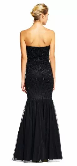 Adrianna Papell - Beaded Tulle Mermaid Gown AP1E200879 -Wedding Dresses shop online adrianna papell beaded tulle mermaid gown ap1e200879 special occasion dress 28966749732947