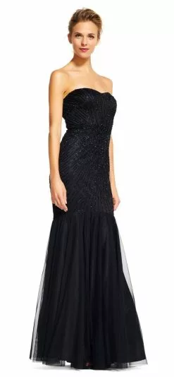 Adrianna Papell - Beaded Tulle Mermaid Gown AP1E200879 -Wedding Dresses shop online adrianna papell beaded tulle mermaid gown ap1e200879 special occasion dress 5446122569785