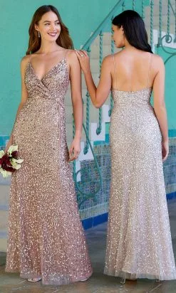 Adrianna Papell Platinum - 40318 V Neck Gleaming Long Column Dress