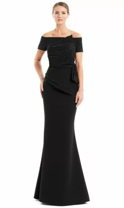 Alexander By Daymor 1661 - Off Shoulder Pleated Evening Gown