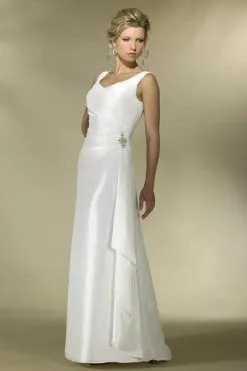 Alexia Designs - Sleeveless V Neck Drape Accent Taffeta Gown IB03 - 1 Pc Ivory In Size 6 Available