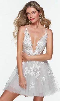 Alyce Paris 3101 - Lace Applique A-Line Cocktail Dress -Wedding Dresses shop online alyce paris 3101 lace applique a line cocktail dress special occasion dress 30719944949843