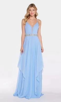 Alyce Paris - 60092 Plunging Asymmetrical Cascade Chiffon Gown