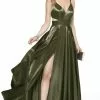 Alyce Paris - 60625 Shiny Cut-Out Back A-line Dress -Wedding Dresses shop online alyce paris 60625 shiny cut out back a line dress bridesmaid dresses 0 olive green 13804643516499