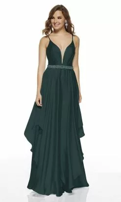 Alyce Paris - 60641 Plunging V-Neck Flowy Satin Chiffon Gown 9 Alyce Paris - 60641 Plunging V-Neck Flowy Satin Chiffon Gown -Wedding Dresses shop online alyce paris 60641 plunging v neck flowy satin chiffon gown prom dresses 0 blue opal 28766373904467