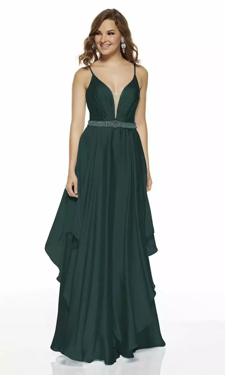 Alyce Paris - 60641 Plunging V-Neck Flowy Satin Chiffon Gown 5 Alyce Paris - 60641 Plunging V-Neck Flowy Satin Chiffon Gown - Image 3