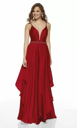 Alyce Paris - 60641 Plunging V-Neck Flowy Satin Chiffon Gown 10 Alyce Paris - 60641 Plunging V-Neck Flowy Satin Chiffon Gown -Wedding Dresses shop online alyce paris 60641 plunging v neck flowy satin chiffon gown prom dresses 0 red 28044402098259