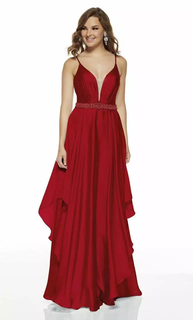 Alyce Paris - 60641 Plunging V-Neck Flowy Satin Chiffon Gown 6 Alyce Paris - 60641 Plunging V-Neck Flowy Satin Chiffon Gown - Image 4