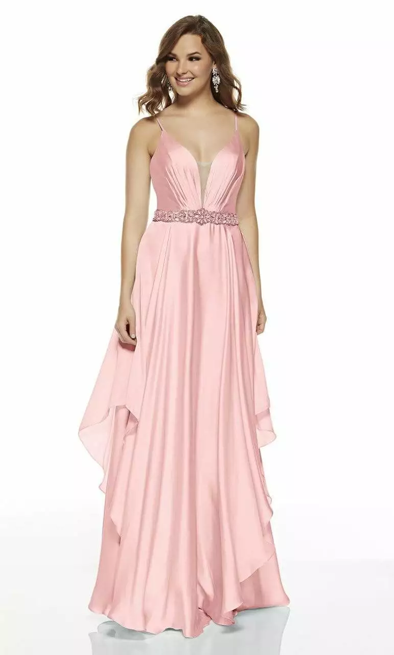 Alyce Paris - 60641 Plunging V-Neck Flowy Satin Chiffon Gown 7 Alyce Paris - 60641 Plunging V-Neck Flowy Satin Chiffon Gown - Image 5