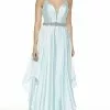 Alyce Paris - 60641 Plunging V-Neck Flowy Satin Chiffon Gown 2 Alyce Paris - 60641 Plunging V-Neck Flowy Satin Chiffon Gown -Wedding Dresses shop online alyce paris 60641 plunging v neck flowy satin chiffon gown prom dresses 0 sea glass 28044384108627