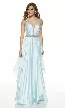Alyce Paris - 60641 Plunging V-Neck Flowy Satin Chiffon Gown