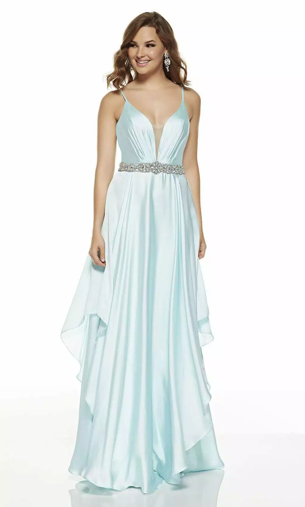 Alyce Paris - 60641 Plunging V-Neck Flowy Satin Chiffon Gown 3 Alyce Paris - 60641 Plunging V-Neck Flowy Satin Chiffon Gown