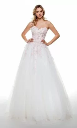 Alyce Paris - 61007 Floral Applique Strapless Tulle Ballgown