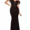 Alyce Paris 61373 - Feathered Sweetheart Sequin Prom Gown -Wedding Dresses shop online alyce paris 61373 feathered sweetheart sequin prom gown special occasion dress 000 black 31714702622803