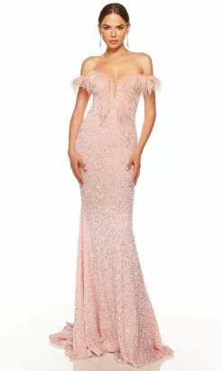 Alyce Paris 61373 - Feathered Sweetheart Sequin Prom Gown -Wedding Dresses shop online alyce paris 61373 feathered sweetheart sequin prom gown special occasion dress 31714703114323