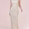 Andrea And Leo - A0521 Bead-Fringed Long Sheath Dress