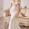 Andrea And Leo - A0666W Lace Corset Off Shoulder Bridal Dress -Wedding Dresses shop online andrea and leo a0666w lace corset off shoulder bridal dress wedding dresses 2 off white nude 15868660023379