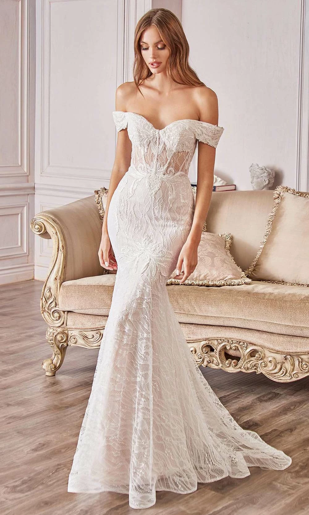Andrea And Leo - A0666W Lace Corset Off Shoulder Bridal Dress 3 Andrea And Leo - A0666W Lace Corset Off Shoulder Bridal Dress