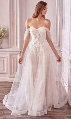 Andrea And Leo - A0822 Applique Off Shoulder A-Line Gown -Wedding Dresses shop online andrea and leo a0822 applique off shoulder a line gown wedding dresses 15868335849555