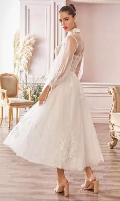 Andrea And Leo - A1016 Collared Illusion Neckline Cocktail Length Bridal Dress - 1 Pc Off White In Size 16 Available -Wedding Dresses shop online andrea and leo a1016 collared illusion neckline cocktail length bridal dress 1 pc off white in size 16 available ccsale 16 off white 28444099248211