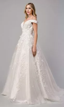 Andrea And Leo - A1027W Off Shoulder Embroidered Bridal Gown -Wedding Dresses shop online andrea and leo a1027w off shoulder embroidered bridal gown wedding dresses 15832597069907