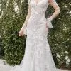 Andrea And Leo A1073WC - Long Sleeve V-Neck Wedding Dress 2 Andrea And Leo A1073WC - Long Sleeve V-Neck Wedding Dress -Wedding Dresses shop online andrea and leo a1073wc long sleeve v neck wedding dress bridal dresses 2 off white nude 30404260888659