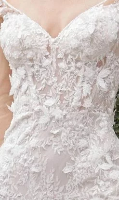 Andrea And Leo A1073WC - Long Sleeve V-Neck Wedding Dress -Wedding Dresses shop online andrea and leo a1073wc long sleeve v neck wedding dress bridal dresses 30404260921427