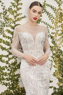 Andrea And Leo - A1085W Long Sleeve Lace Bridal Gown -Wedding Dresses shop online andrea and leo a1085w long sleeve lace bridal gown bridal dresses 30957776797779