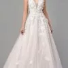 Andrea And Leo - V-Neck Floral Appliqued Bridal Dress A1028W - 1 Pc French White In Size 6 Available -Wedding Dresses shop online andrea and leo v neck floral appliqued bridal dress a1028w 1 pc french white in size 6 available ccsale 6 french white 31669992194131