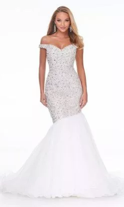 Ashley Lauren - 11042 Beaded Off Shoulder Trumpet Dress