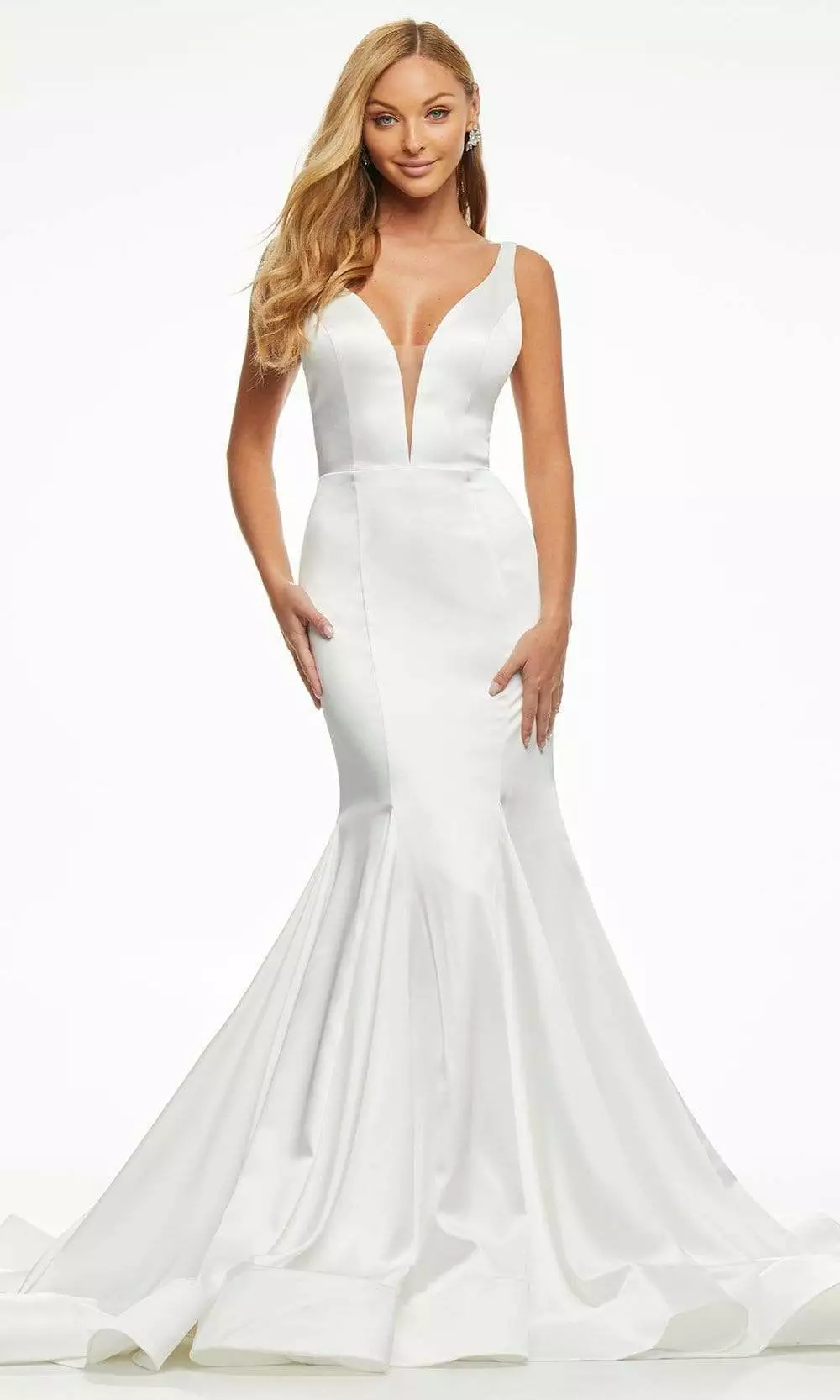 Ashley Lauren - 11060 Plunging Neck Trumpet Bridal Dress 3 Ashley Lauren - 11060 Plunging Neck Trumpet Bridal Dress