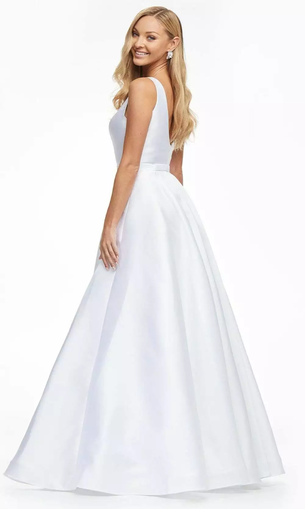Ashley Lauren - 11094 V Neck Simple A-line Bridal Dress 4 Ashley Lauren - 11094 V Neck Simple A-line Bridal Dress - Image 2