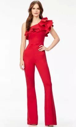 Ashley Lauren 11222 - Ruffled Asymmetric Jumpsuit