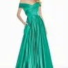 Ashley Lauren - 1343 Surplice Off Shoulder Satin Ballgown -Wedding Dresses shop online ashley lauren 1343 surplice off shoulder satin ballgown special occasion dress 0 emerald 12819743440979