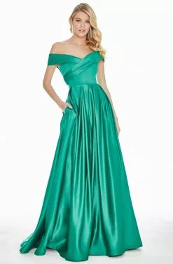 Ashley Lauren - 1343 Surplice Off Shoulder Satin Ballgown