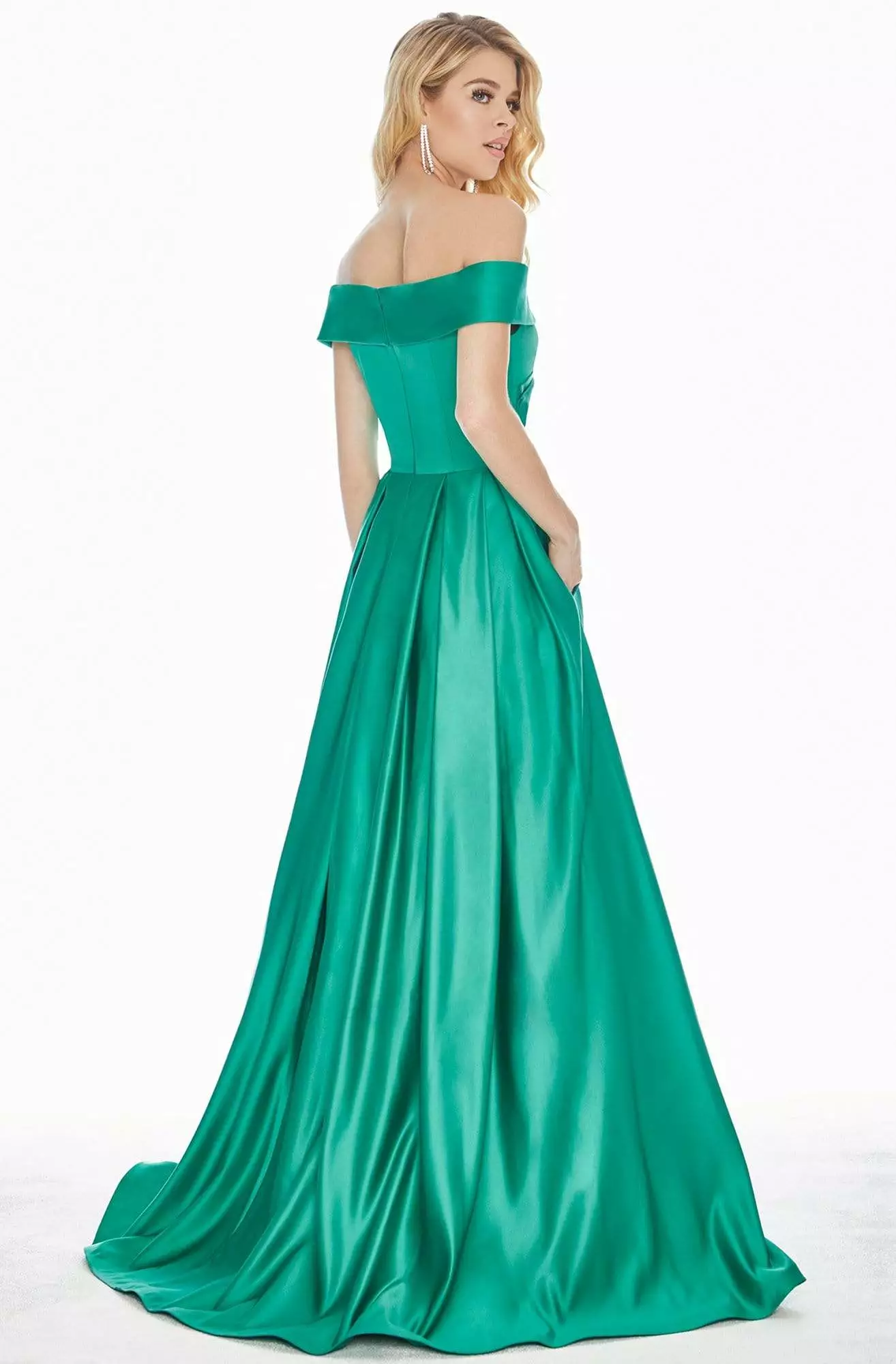 Ashley Lauren - 1343 Surplice Off Shoulder Satin Ballgown 4 Ashley Lauren - 1343 Surplice Off Shoulder Satin Ballgown - Image 2