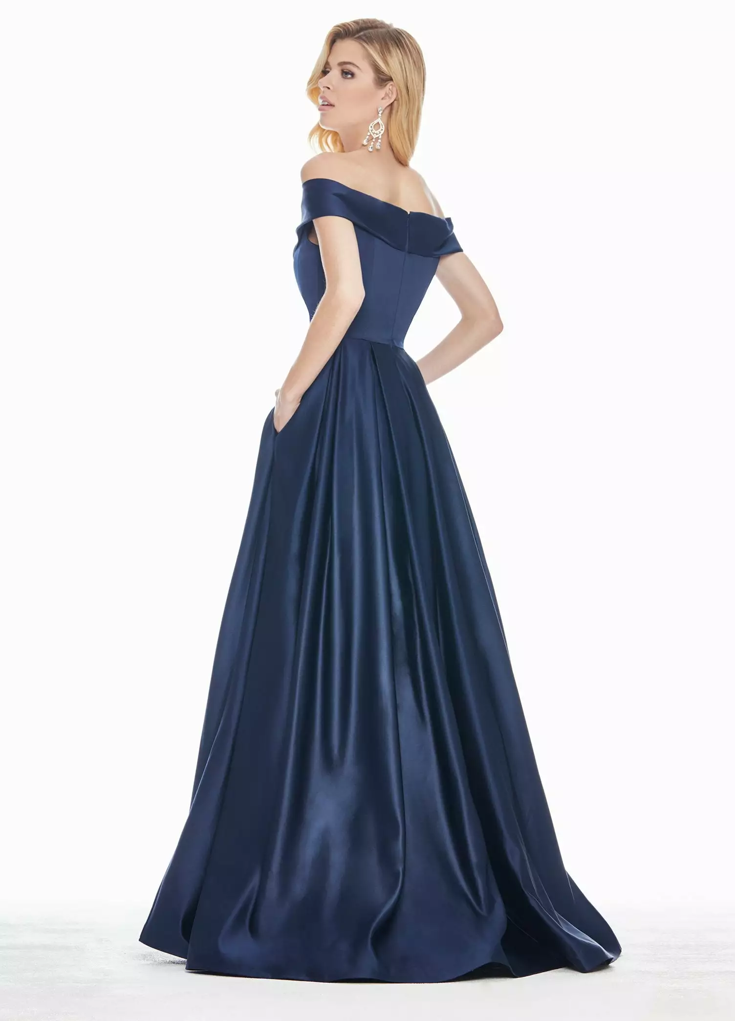 Ashley Lauren - 1343 Surplice Off Shoulder Satin Ballgown 9 Ashley Lauren - 1343 Surplice Off Shoulder Satin Ballgown - Image 7