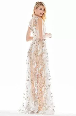 Ashley Lauren - 1344 Floral Applique Jewel Neck A-line Dress -Wedding Dresses shop online ashley lauren 1344 floral applique jewel neck a line dress special occasion dress 12819764609107