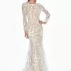 Ashley Lauren - 1349 Sequined Long Sleeve Bateau Trumpet Dress