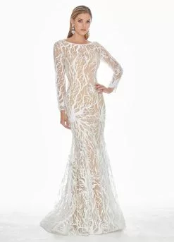 Ashley Lauren - 1349 Sequined Long Sleeve Bateau Trumpet Dress