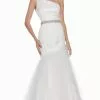 Ashley Lauren - 1368 Embellished One Shoulder Satin Tulle Dress -Wedding Dresses shop online ashley lauren 1368 embellished one shoulder satin tulle dress special occasion dress 0 ivory 7516854681683