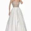 Ashley Lauren - 1389 Crystal Beaded V-Neck Satin Gown -Wedding Dresses shop online ashley lauren 1389 crystal beaded v neck satin gown special occasion dress 0 ivory 7513331466323