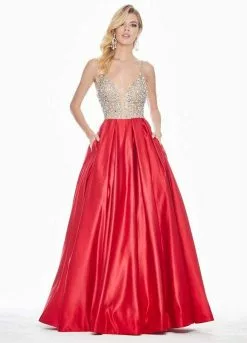 Ashley Lauren - 1389 Crystal Beaded V-Neck Satin Gown 11 Ashley Lauren - 1389 Crystal Beaded V-Neck Satin Gown -Wedding Dresses shop online ashley lauren 1389 crystal beaded v neck satin gown special occasion dress 0 red 7429819138131