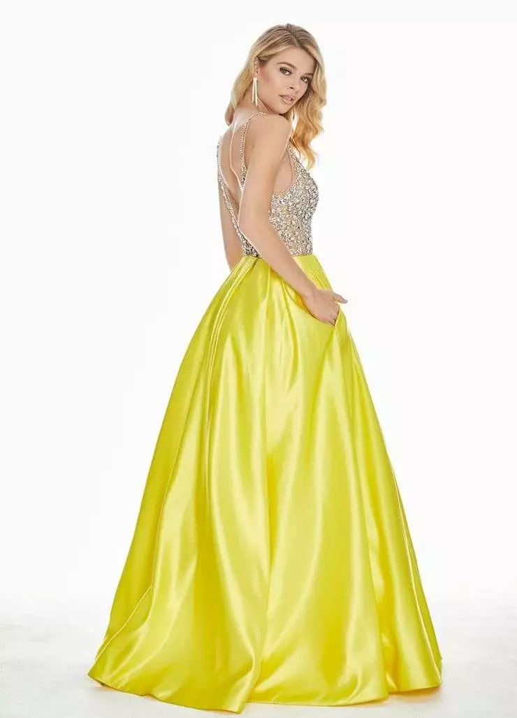 Ashley Lauren - 1389 Crystal Beaded V-Neck Satin Gown 8 Ashley Lauren - 1389 Crystal Beaded V-Neck Satin Gown - Image 6