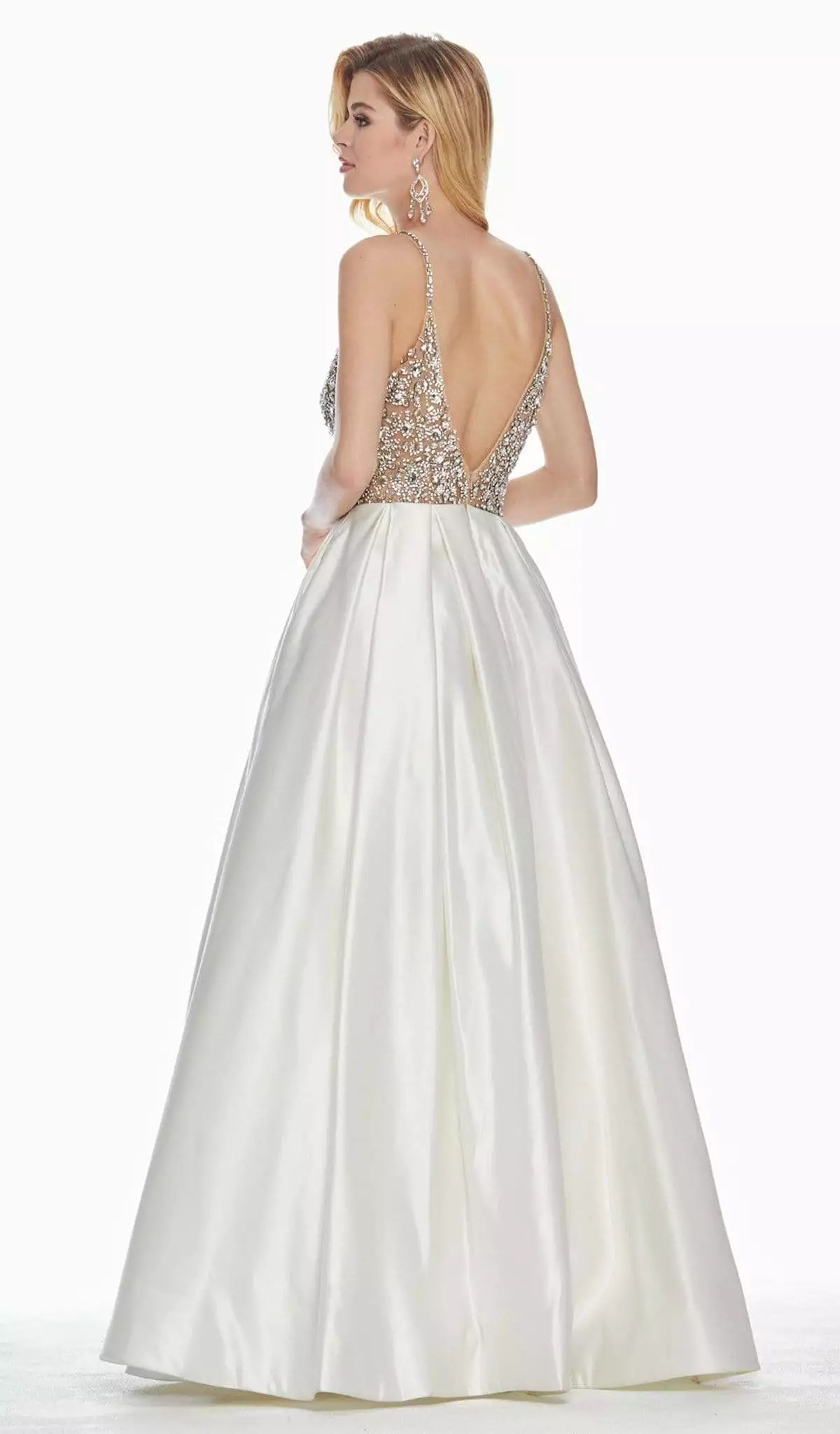 Ashley Lauren - 1389 Crystal Beaded V-Neck Satin Gown 4 Ashley Lauren - 1389 Crystal Beaded V-Neck Satin Gown - Image 2