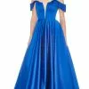 Ashley Lauren - 1399 Illusion Plunging Satin Off Shoulder Gown -Wedding Dresses shop online ashley lauren 1399 illusion plunging satin off shoulder gown special occasion dress 0 royal 7513342050387