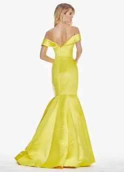 Ashley Lauren - 1410 Draped Plunging Off Shoulder Mermaid Gown -Wedding Dresses shop online ashley lauren 1410 draped plunging off shoulder mermaid gown special occasion dress 7429839781971
